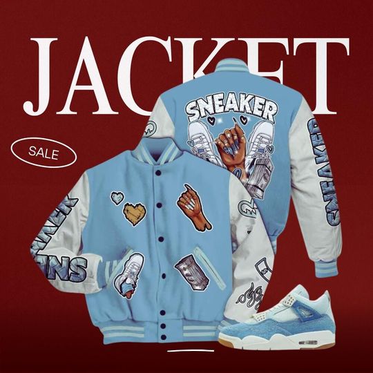 Discover Denim Worn Blue 2025 4s Jacket - Sneakerz Girlz