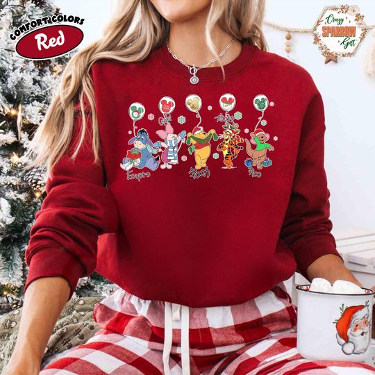 Discover Winnie the Pooh Christmas Sweatshirt, Classic Tee Hoodie Sweatshirt, Disney Holiday Outfit, Piglet Tigger Eeyore Roo, Family Xmas Gift