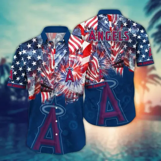 Discover Los Angeles Agells Patriotic Fireworks Hawaiian Shirt Summer Aloha, Gift for Fan