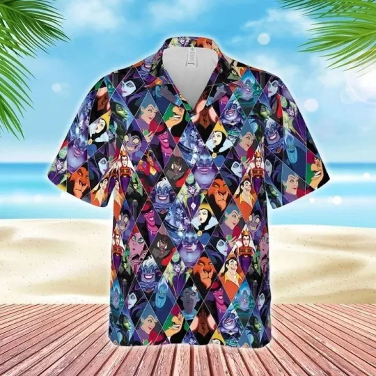 Discover Disney Villains Characters Hawaiian Button Down Shirt