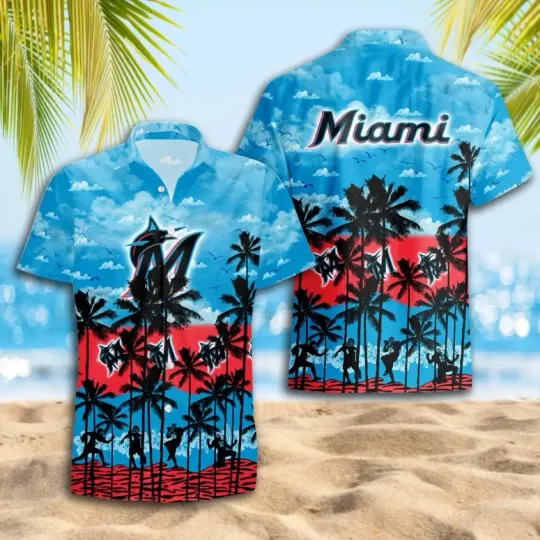 Miami Marlliins Palm Paradise Hawaiian Shirt Summer Aloha, Gift for Fan
