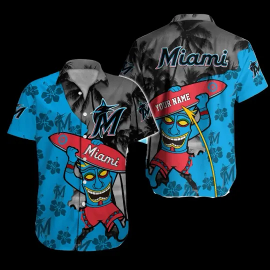 Discover Miami Marlins Tiki Surf Hawaiian Shirt Summer Aloha S-5XL