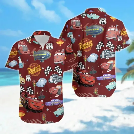 Discover Lightning McQueen Hawaiian Button Down Shirt Unisex Adults S-5XL