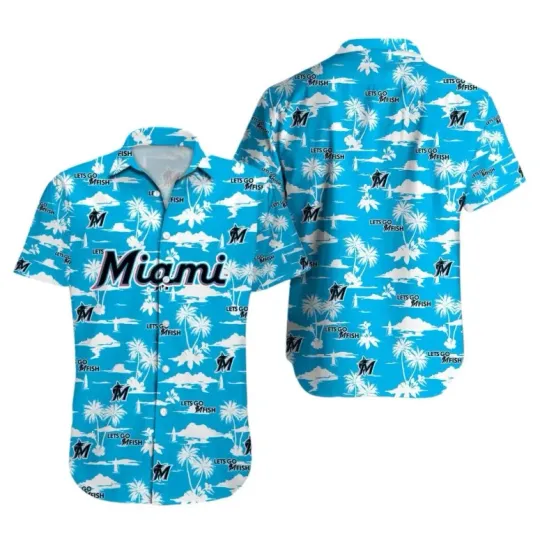 Discover Miami Marlins Logo Beach Vibes Hawaiian Shirt Summer Aloha S-5XL