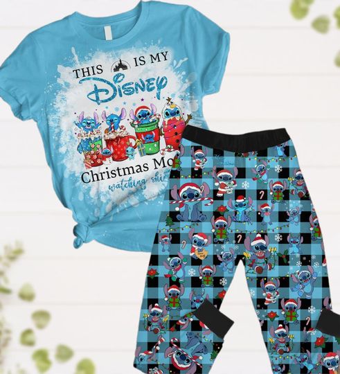 Discover Christmas Pajamas, Stitch Santa Pajamas Set, Lilo And Stitch Holiday Pjs, Disney Pjs Christmas, Winter Holiday Outfit, Cute Xmas Gift