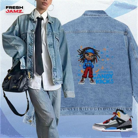 Discover Spizike Bordeaux Candy Kicks Halloween, Denim Jacket Unisex Match Sneaker, Streetwear Personalized