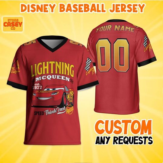 Discover Personalize Disney Cars Lightning McQueen, Disney Cars Football Jersey, Cars Team Jersey, Personalized Disney Outfit