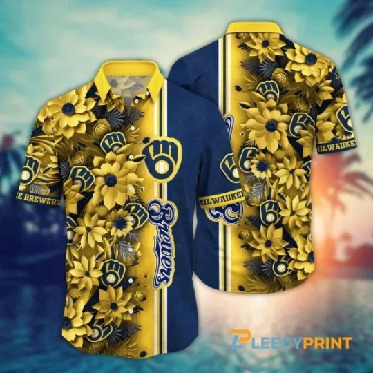 Discover Milwauke Breewerrs Flower Inflated Hawaiian Shirt, Gift for Fan