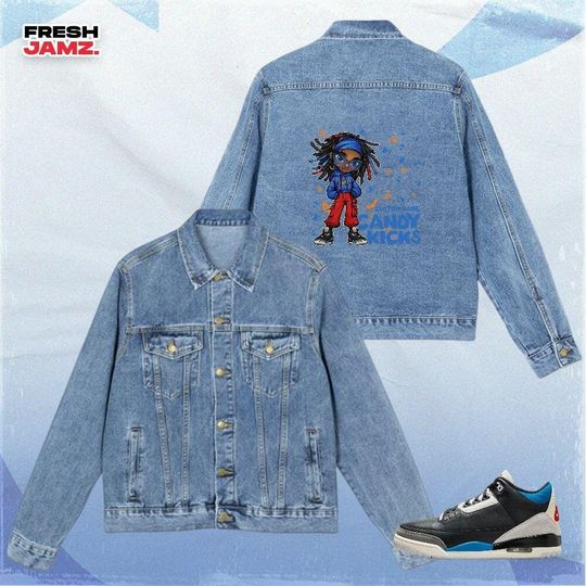 Discover AJ 3 Rare Air Candy Kicks Halloween, Denim Jacket Unisex Match Sneaker, Streetwear Personalized