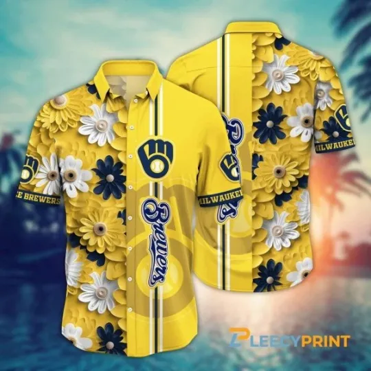 Discover Milwauke Breewerrs Daisy Inflated Yellow Hawaiian Shirt, Gift for Fan