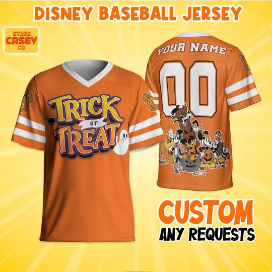 Discover Personalize Disney Mickey And Friend Trick Or Treat Halloween Football, Disneyland Jersey, Birthday for kid, Gift for Disney Fans