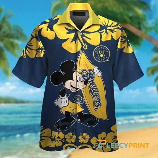 Discover Milwauke Breewerrs Mickey Mouse Short Sleeve Tropical Hawaiian Shirt, Gift for Fan