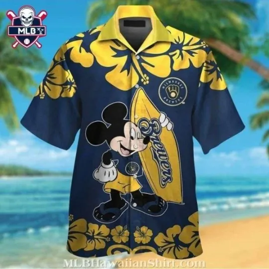 Discover Milwauke Breewerrs Logo Print Hawaiian Shirt – Mickey Mouse, Gift for Fan