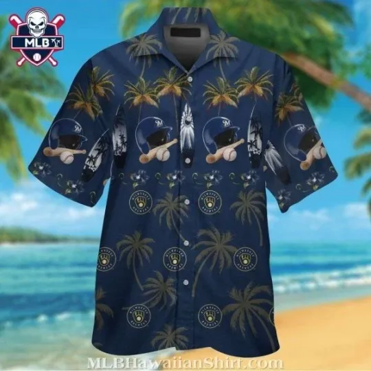Midnight Baseball Paradise – Milwauke Breewerrs Aloha Hawaiian Shirt, Gift for Fan