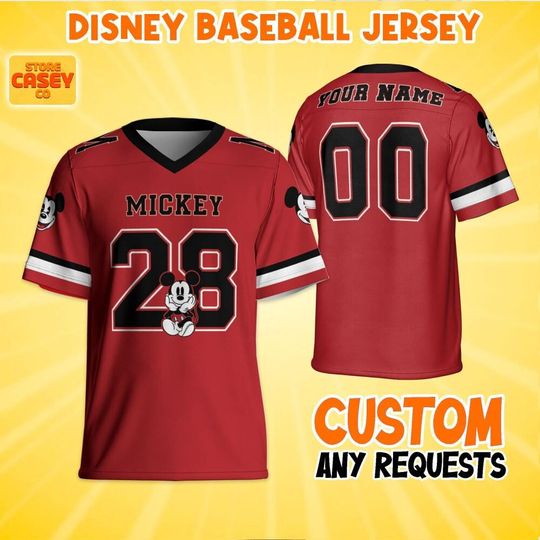 Discover Personalize Disney Classic Mickey Red, Custom Disneyland Jersey, Football Team, Mickey Mouse Birthday, Gift for Disney Fans