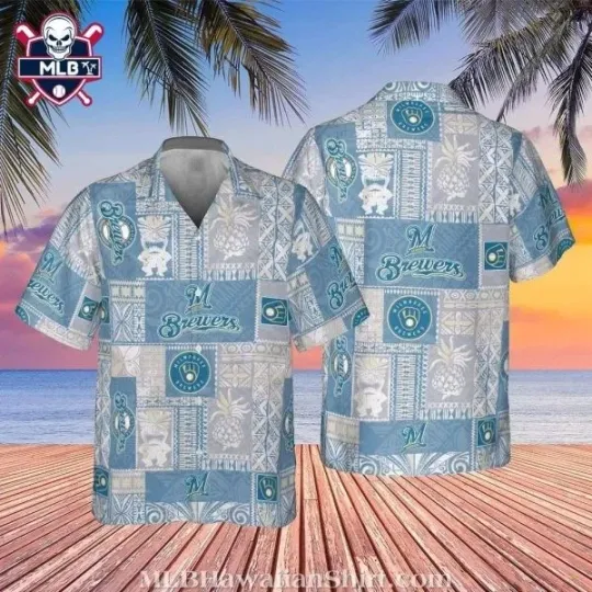 Discover Sleek Silver Milwauke Breewerrs Tropical Hawaiian Shirt, Gift for Fan