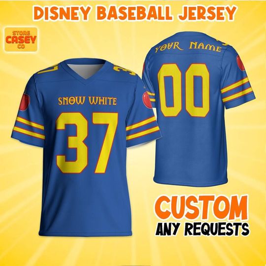 Personalize Disney Princess Snow White, Custom Kid Youth Adult Disney Football Jersey, Disney Princess Girl Trip Matching