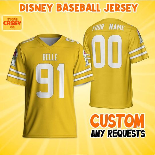 Discover Personalize Disney Princess Belle Beauty, Custom Kid Youth Adult Disney Football Jersey, Disney Princess Girl Trip Matching