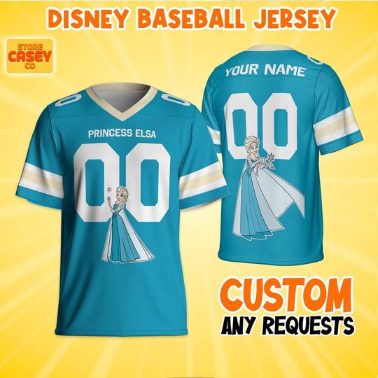 Personalized Gameday Princess Elsa Football Jersey, Disneyland Family Shirt, Custom Name&Number, Birthday Gift, Christmas Matching Oufit