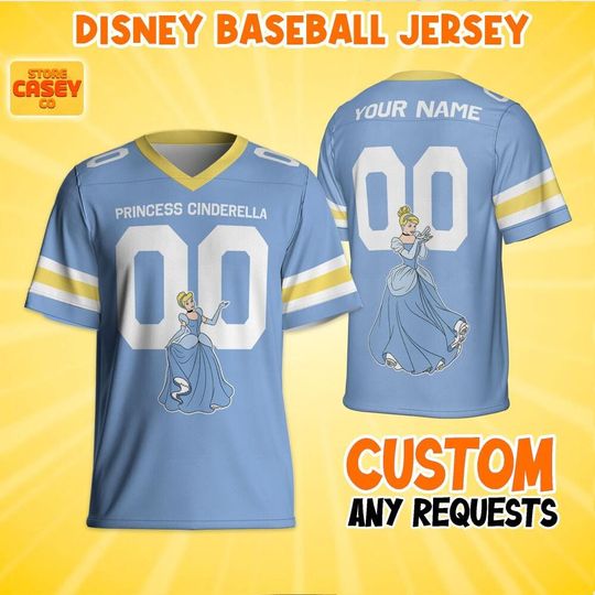 Discover Personalized Gameday Princess Cinde Football Jersey, Disneyland Family Shirt, Custom Name&Number, Birthday Gift, Matching Oufit