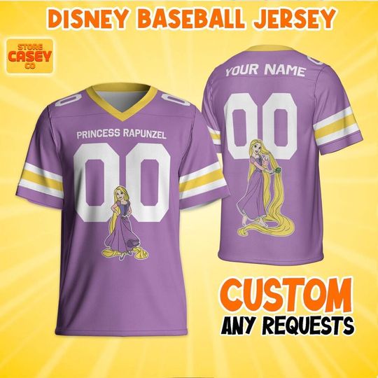 Personalized Gameday Princess Rapunzel Football Jersey, Disneyland Family Shirt, Custom Name&Number, Birthday Gift, Christmas Matching Oufit