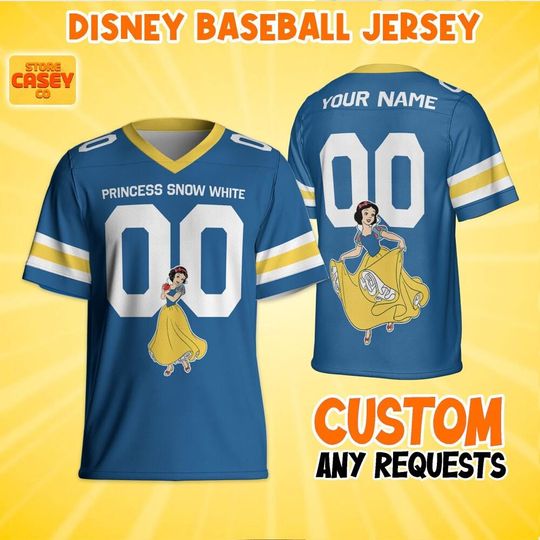 Discover Personalized Gameday Princess Snow White Football Jersey, Disneyland Family Shirt, Custom Name&Number, Birthday Gift, Matching Oufit
