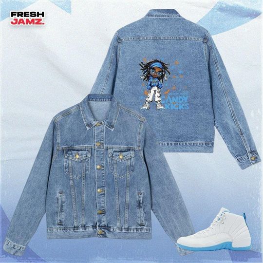 Discover AJ 12 Melo Candy Kicks Halloween, Denim Jacket Unisex Match Sneaker, Streetwear Personalized