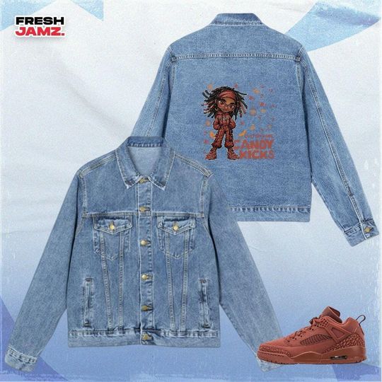 Spizike Canyon Rust Candy Kicks Halloween, Denim Jacket Unisex Match Sneaker, Streetwear Personalized