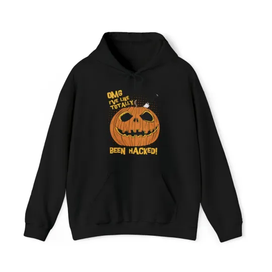 Discover OMG I've Been Hacked Funny Halloween Pumpkin Graphic Hoodie, Sizes S-5XL