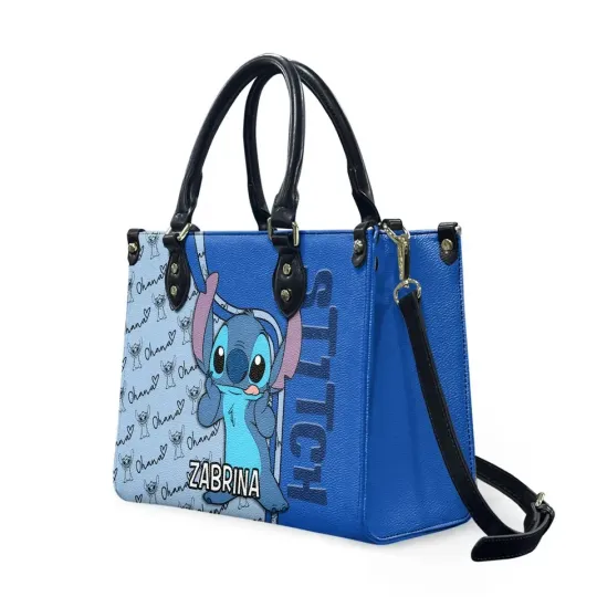Discover Personalized Lilo Stitch Disney Cartoon Leather Handbag, Stitch Lover's Handbag