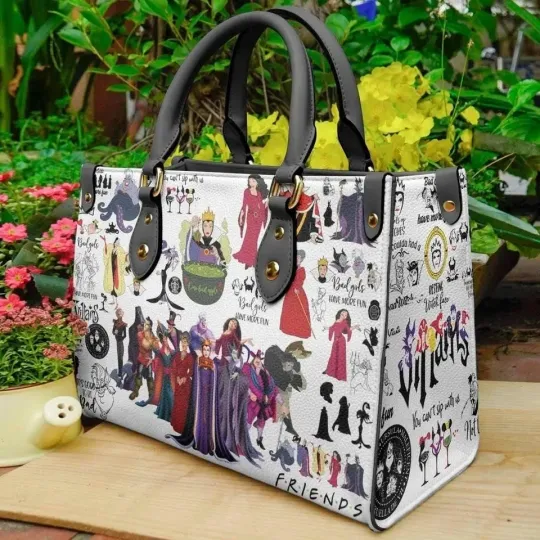 Discover Disney Villains Handbag, Disney Villains Friends Bag, Custom Leather Handbag, Tr