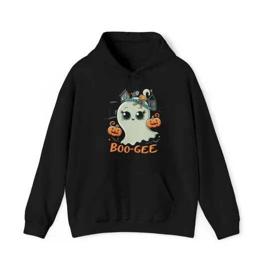 Discover Boo Gee Cute Halloween Ghost Graphic Hoodie, Sizes S-5XL