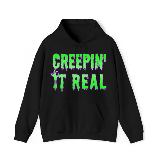 Discover Creepin' It Real Funny Halloween Graphic Hoodie, Sizes S-5XL