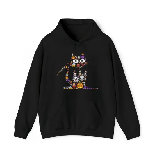 Discover Halloween Cat Graphic Hoodie, Sizes S-5XL
