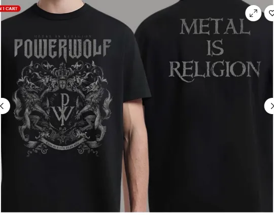 Discover Powerwolf Crest Metal Two-Sided Unisex T-Shirt