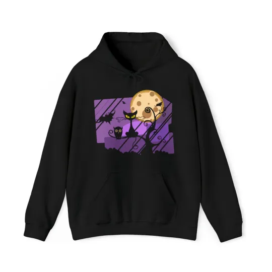 Discover Happy Halloween Cat Graphic Hoodie, Sizes S-5XL