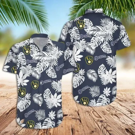Aloha Shirt Milwauke Breewerrs Tropical Palm Leavest – Gift for Fan