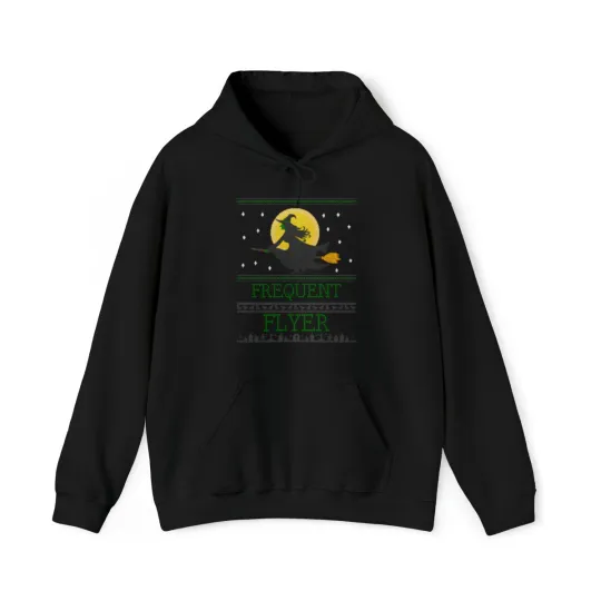Frequent Flyer Ugly Halloween Witch Sweater Graphic Hoodie