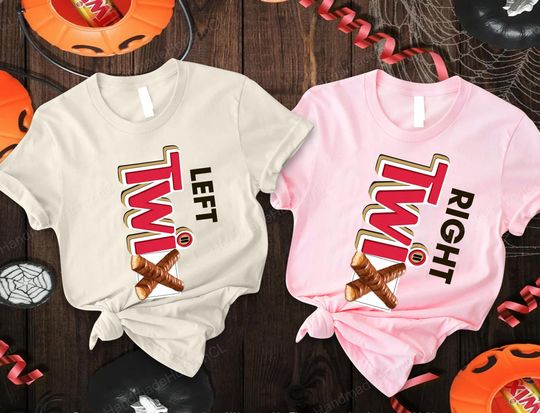 Couple Twix Halloween Matching Shirt, Left & Right Candy Costume Tee, Funny Matching Outfit, Retro Sweet Parody Top, Best Friend Squad Tee