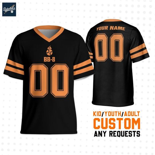 Discover Custom Star Wars Icon Simple BB 8 Football Jersey, Custom Disney Football Jersey Sports, Cute Gifts For Fans Disney, Best Birthday Gift