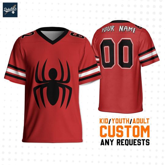 Discover Personalize Marvel Spider-man Super Hero, Custom Kids Youth Adult Disney Football Jersey, Gift For Marvel Fan