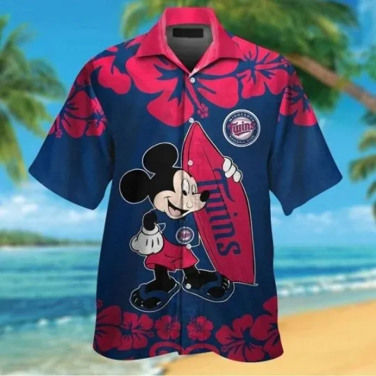 Discover Minnesota Twins Mickey Mouse Button Up Tropical Aloha Shirts, Twins Hawaiian