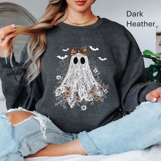 Discover Boho Lace Ghost Sweatshirt, Boho Ghost Shirt Boho Floral Ghost, Lace Ghost Halloween, Cute Lace Ghost, Halloween Lace Ghost Sweathirt
