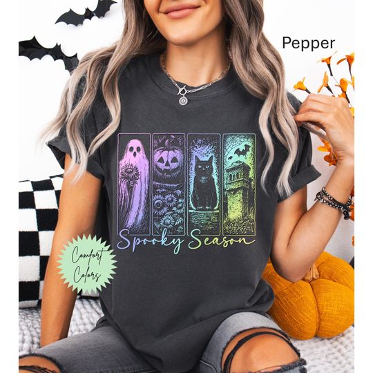 Discover Spooky Season Tshirt, Stay Spooky, Haunted Shirt, Pumpkin Ghost Shirt, Cute Ghost