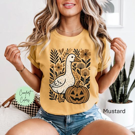 Discover Halloween Goose Shirt, Goose Pumpkin Shirt, Fall Pumpkin Shirt, Retro Halloween Shirt,  Pumpkin Shirt, Cozy Fall Vibes, Vintage Autumn Shirt