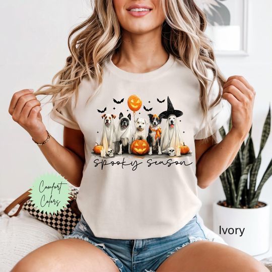 Discover Spooky Season Dog Shirt, Halloween Dog Shirt, Cute Dog Halloween, Ghost Dog Shirt, Pumpkin Ghost Shirt, Witch Dog Shirt, Dog Lover Shirt