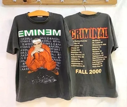 Eminem Criminal Tour 2000 Double Side Unisex T-Shirt Black