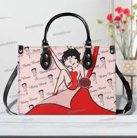 Discover Custom Name Betty Boop Leather Handbag,Woman Handbag,Handmade Bag,Betty Boop