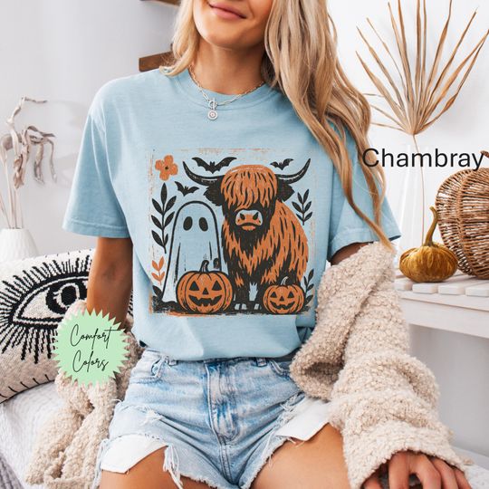 Discover Highland Ghost Cows, Cow Ghost, Halloween Cow Shirt, Halloween Ghost, Cute Ghost Shirt, Retro Halloween, Highland Cow Ghost