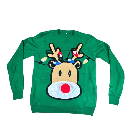 Discover Unbranded Christmas Sweater Unisex XL Green LED Light Up Reindeer Funny Ugly